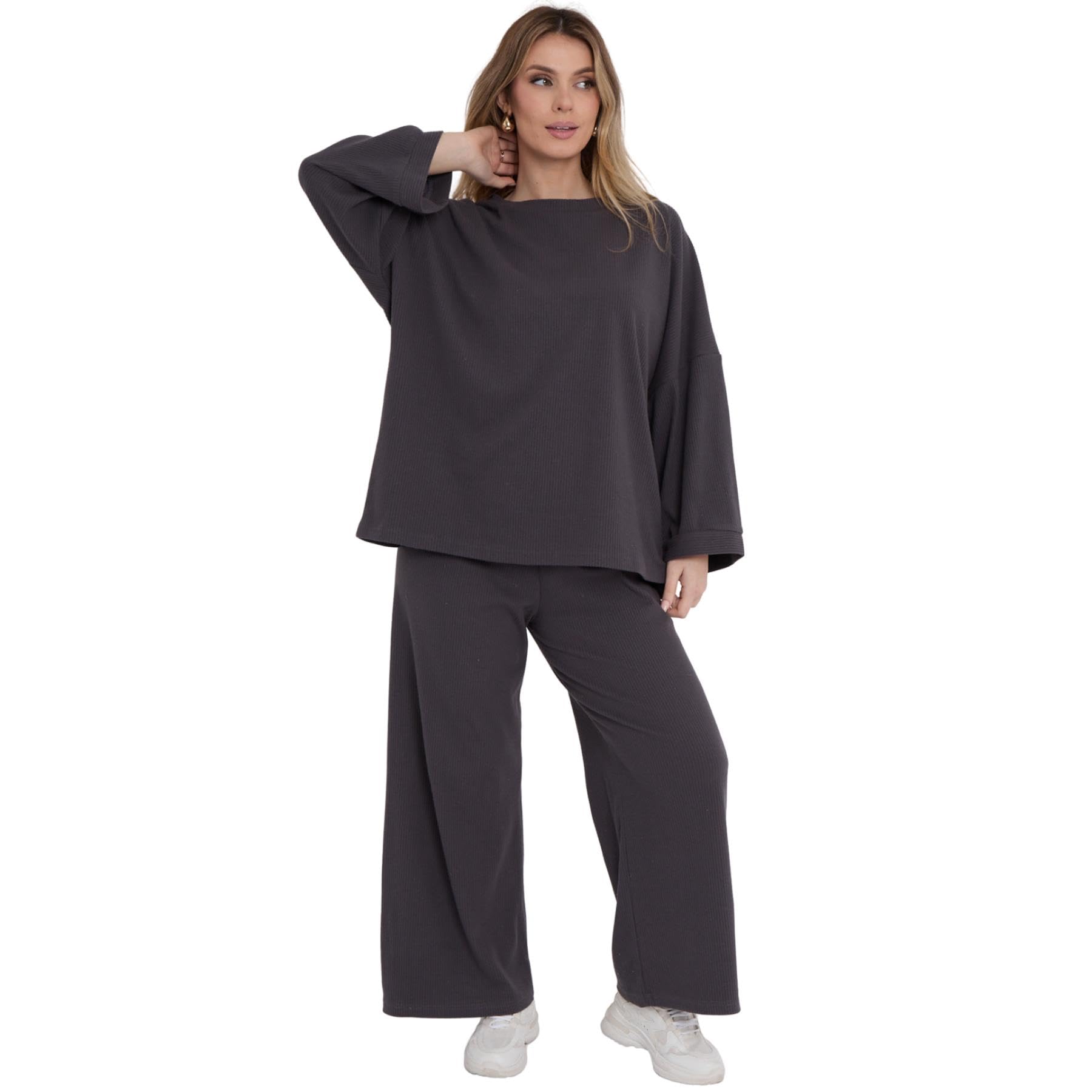 Vêtements confortables et décontractés grande taille ensemble côtelé - 8