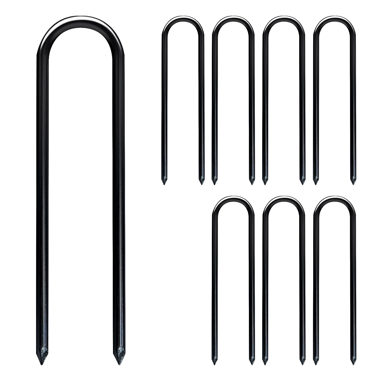 Sutekus Trampoline Stakes, U Shape Ground Anchors, Heavy Duty, 8pcs, Black