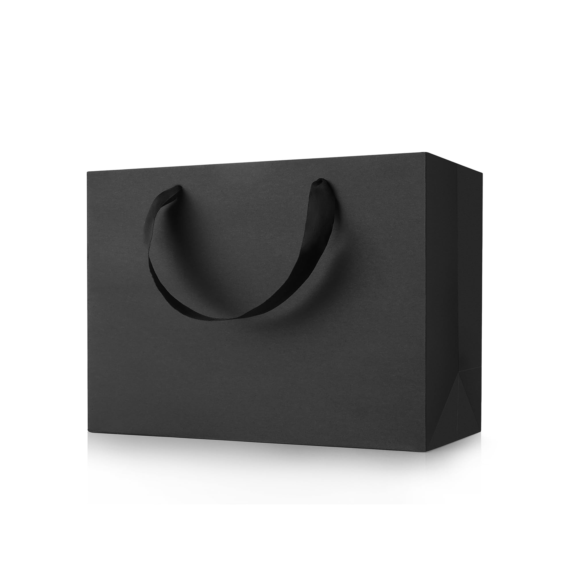 MOXARYSU Medium Large Black Gift Bags: 12.6x4x8.7 Inch 5pcs Black Paper Bags Bulk For Party Shopping Birthday Wedding (ML,5)