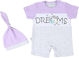 تيشرت قطني بكم قصير للاطفال البيبي في عمر من 6-12 شهر - ارجواني