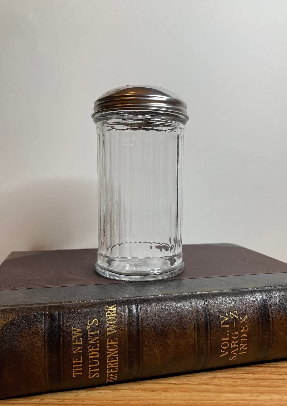 Soro Essentials- Set of 12 Glass 12 oz. Retro Style with Stainless Steel Center Hole Cap Sugar Pourers- Sugar Shaker Sugar Containers for Countertop Kitchen Set Sugar Container for Coffee Bar