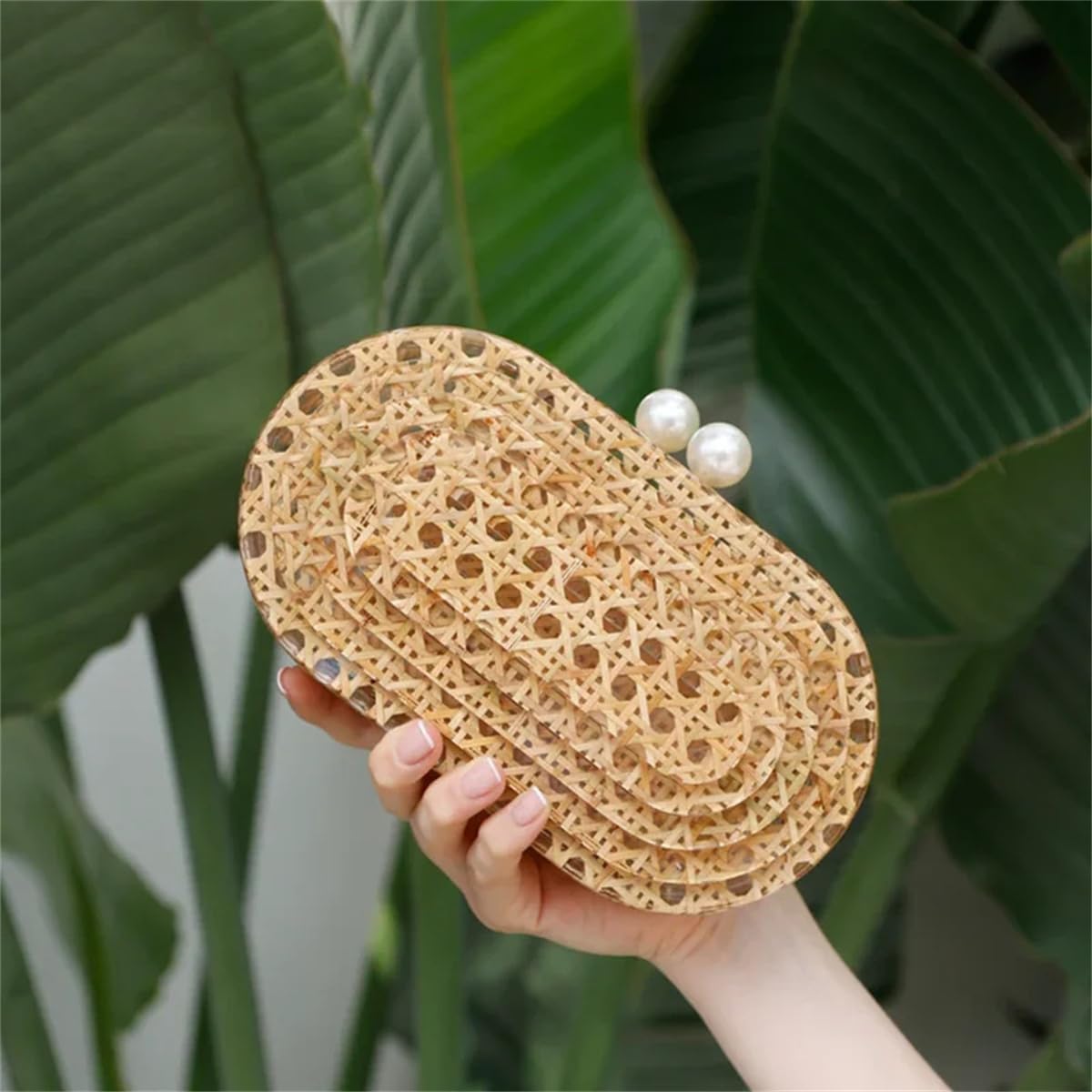 RomanticDesign Women Acrylic Handbag Rattan Woven Pattern Square Box Crossbody Handbag Shoulder Bag Chain Purse - Image 7