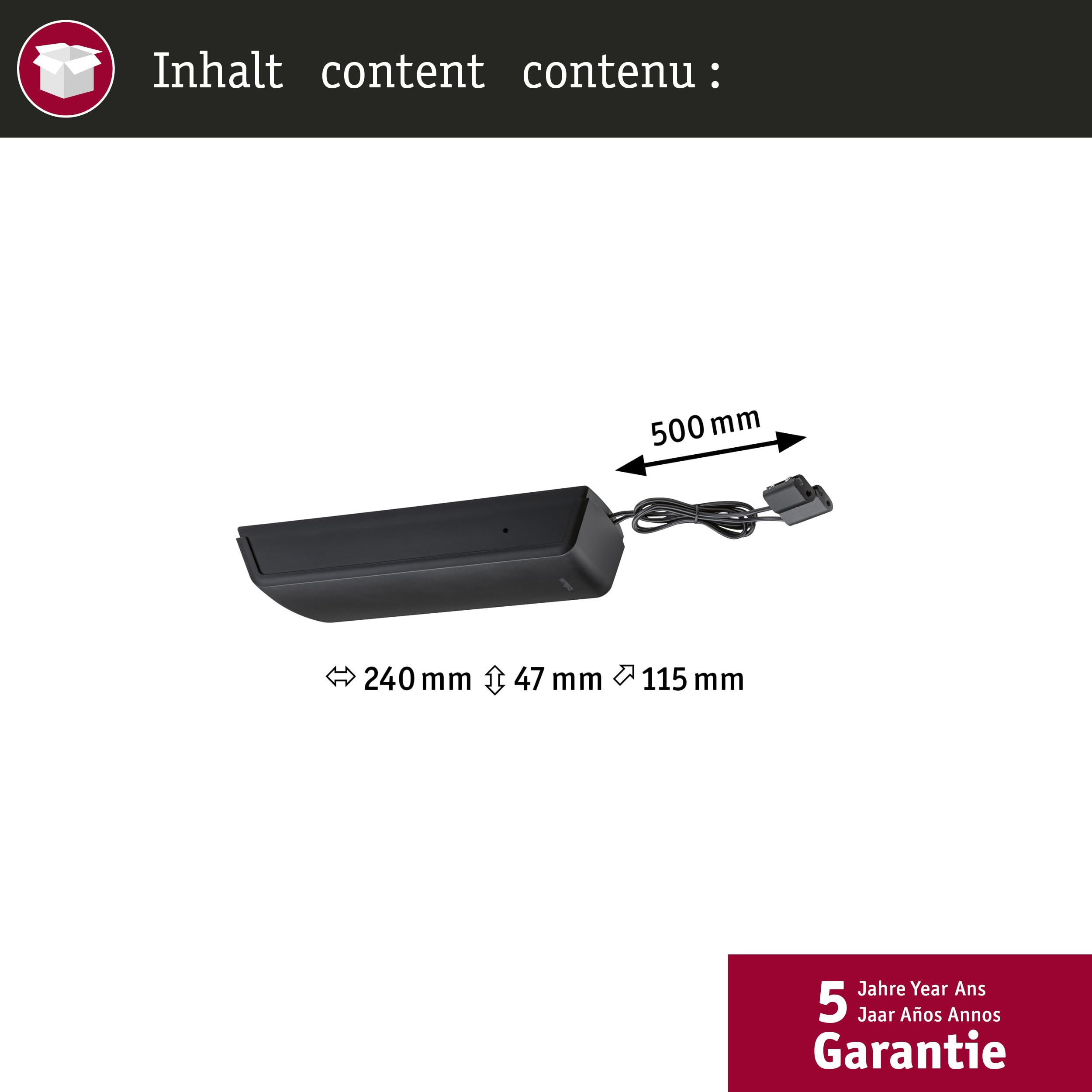 Paulmann 97840 Seilsytem Trafo DC eckig max. 60 Watt erweiterbar Schwarz Kunststoff