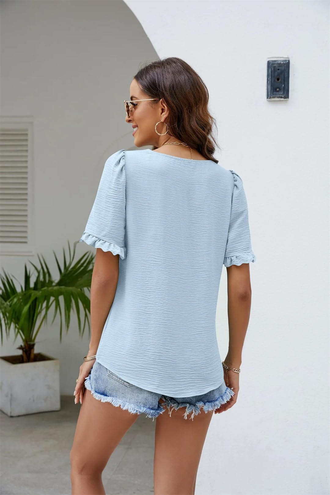Chemisier d'été décontracté pour femme - Style vintage et élégant - Surdimensionné