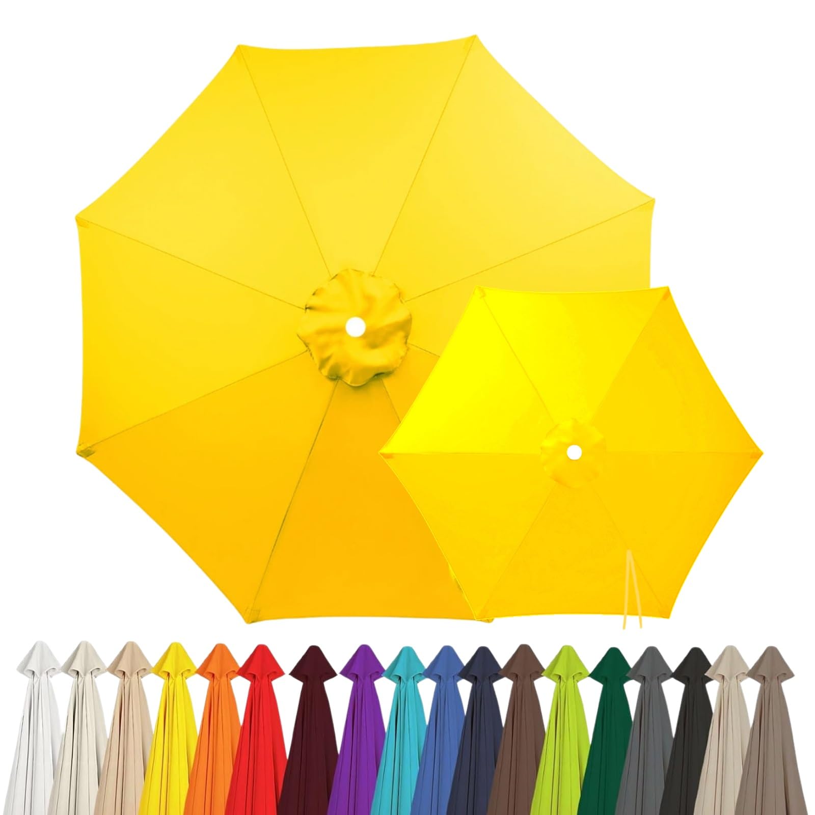 2m 2.15m 2.5m 2.7m 3.0m 4.0m Replacement Parasol Canopy for 6/8 Arms, Waterproof Outdoor Garden Parasol Fabric Cover, UV Protection Sun Shade Replacement Top Only(Yellow,8-RIBS-8.2FT/2.50m)
