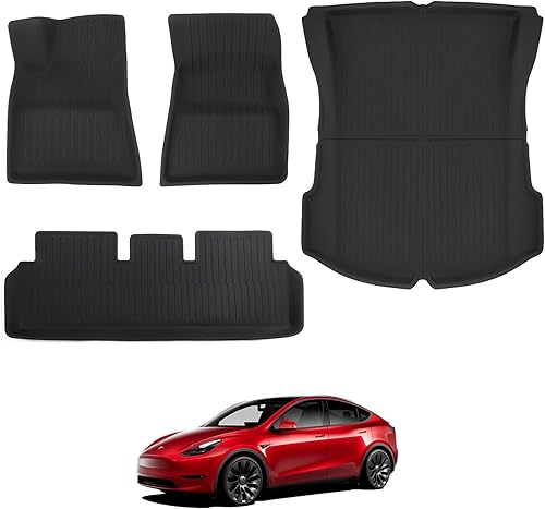 Miniatura 1 de BASENOR Juego completo de 6 alfombrillas 3D para Tesla Model 3 para todo tipo de clima, antideslizantes, impermeables, para maletero y accesorios