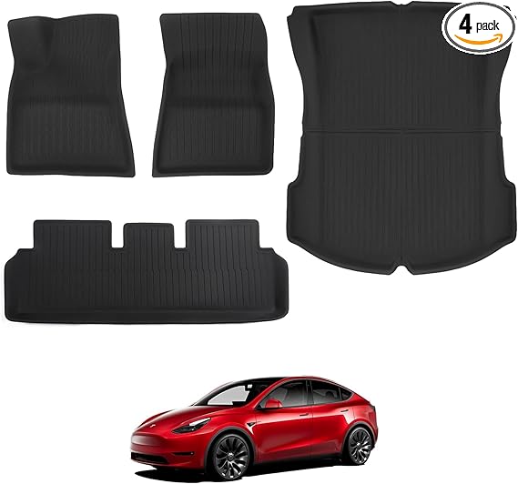 BASENOR 4PCS Floor Mats for Tesla Model 3 3D Full Set Interior Liners Custom Design for All-Weather Cargo Mats 2021-2023 Model 3 Accessories