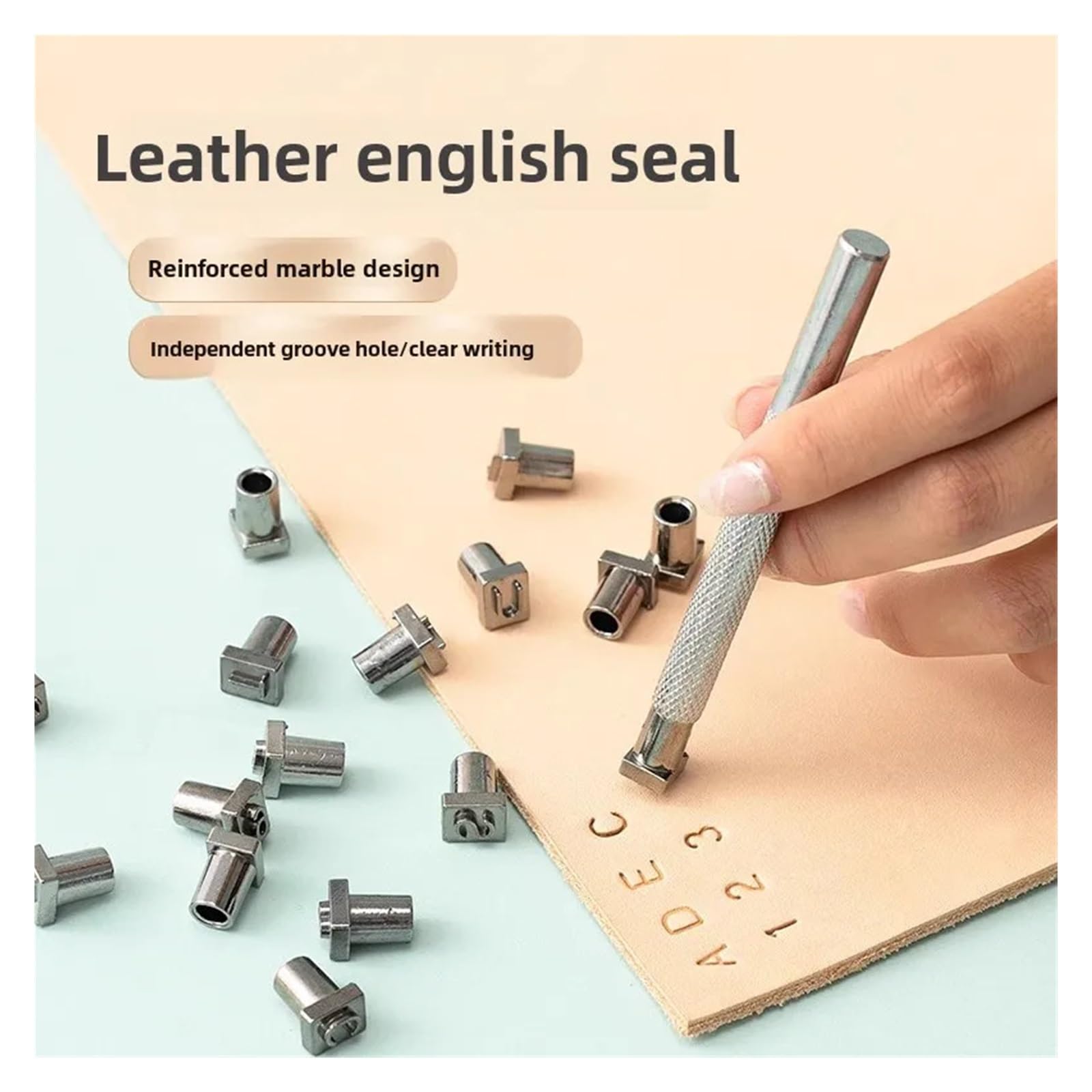 Zahlen- und Buchstabenstempelset, Leder-Buchstaben-Stempel-Set, 37-teilig, Metall-Alphabet, Zahlen, Handgravur-Stempel-Set, 3,5 mm, 6(6.5mm)