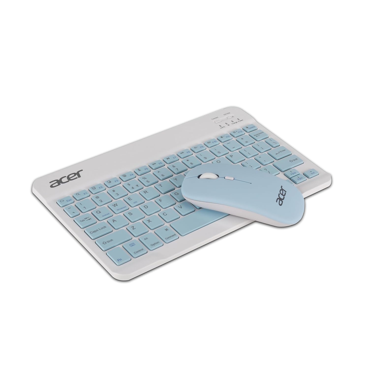 Acer Nano Pad Rechargeable Bluetooth Keyboard & Mouse Combo, 3 DPI Upto 1200 DPI, 78 Keys Anti Slip Back, Ultra Thin Design for Tablet, Laptop, Mobile, 10m Working Distance, Scissor Footed (Blue)