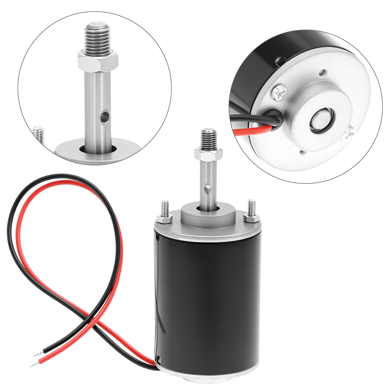 QWORK 30W Permanent Magnet DC Motor 12V/24V Mini Brushed Motor, 3500/7000 RPM Reversible CW/CCW, 43mm/1.69in Output Shaft for Cotton Candy Machine, Small Cutting/Grinding, DIY Generator