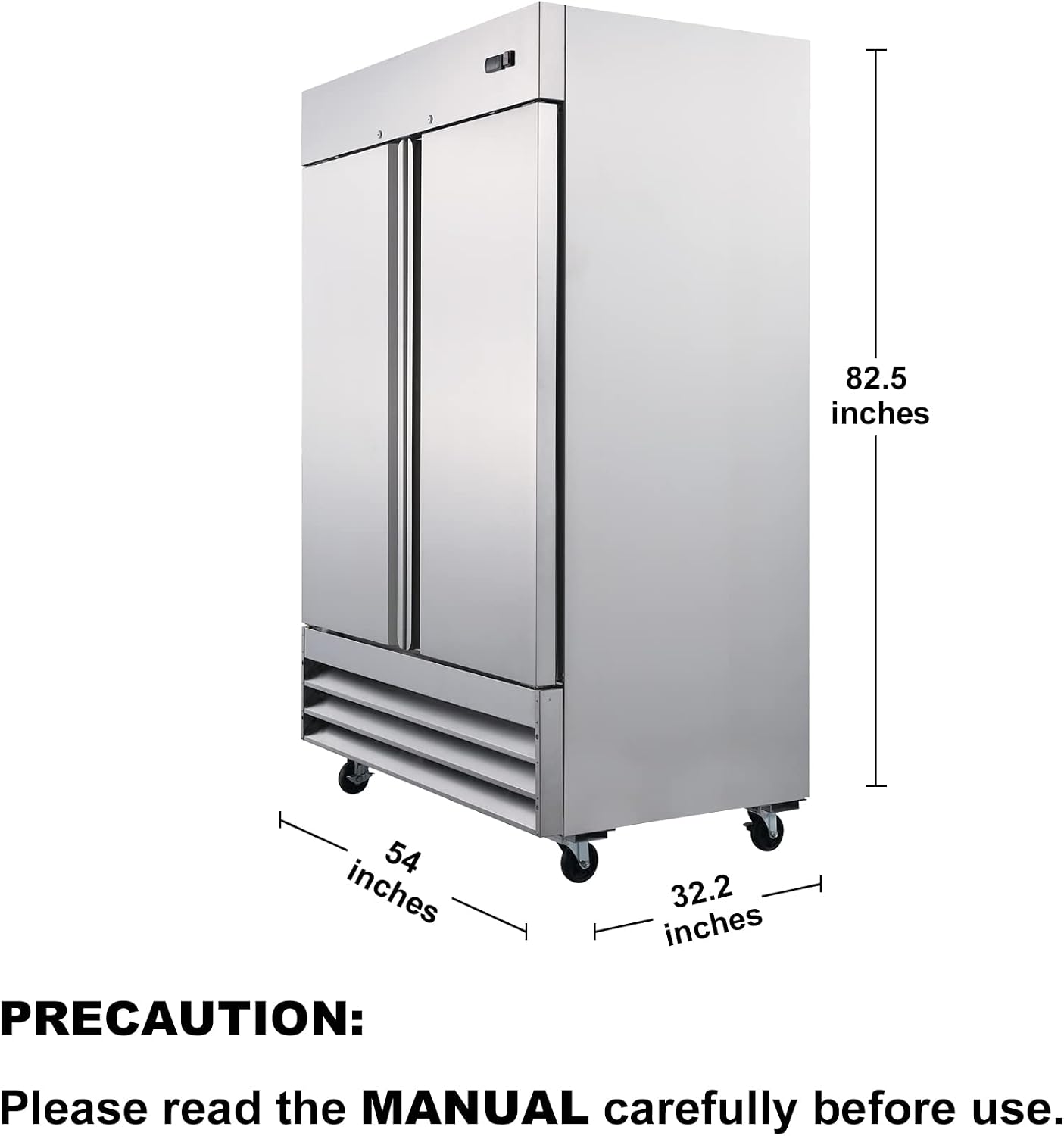 47 Cu.Ft Commercial Freezer, 54 in.W Reach-in Freezer with 2 Self-Closing Solid Doors, Frost Free, Led Display, Smudge-Proof Stainless Steel