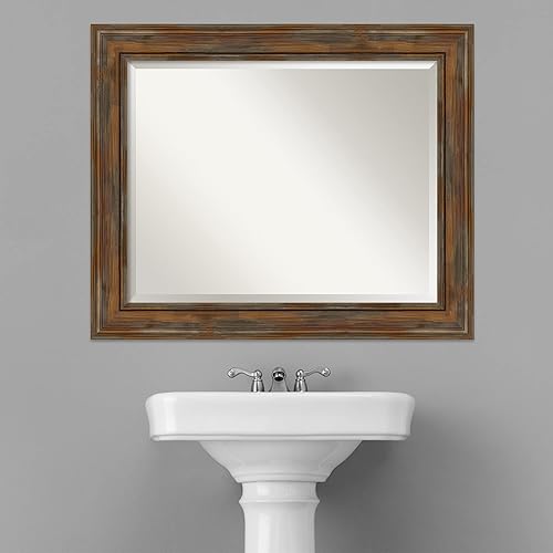 Miniatura 6 de Amanti Art Espejo de baño de madera, espejo de pared Portico Espresso para usar como espejo de tocador de baño sobre fregadero (25.75 x 25.75