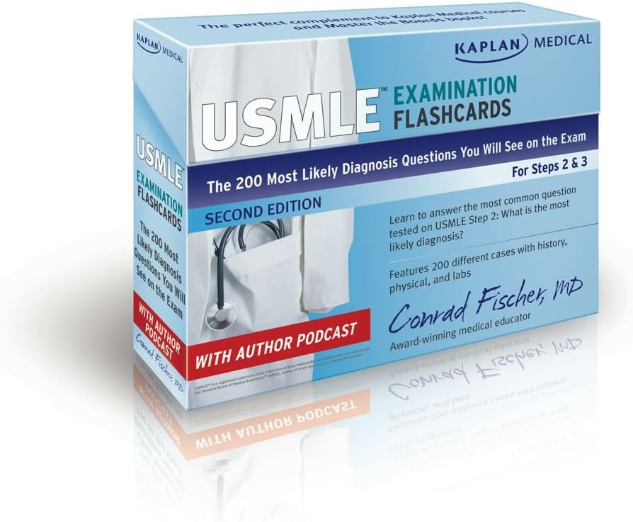 Kaplan Medical USMLE Examination Flashcards: The 200 "Most Likely Diagnosis" Questions You Will See on the Exam for Steps 2 & 3 (USMLE Prep) Second Edition