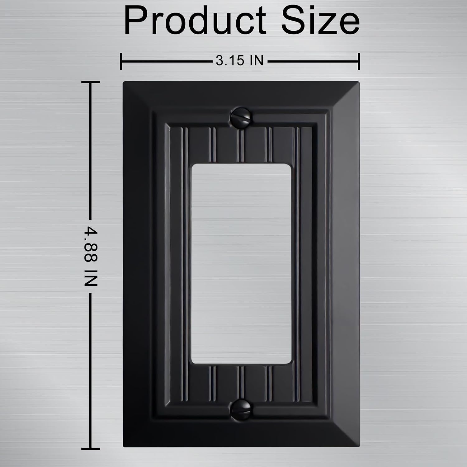 Beadboard Outlet Covers Wall Plates, Bamboo Fiber Light Switch Covers, Natural Material Electric Receptacle Decorative Switch Plate Outlet Cover Matte Black (1 Gang Decorator 4 Pack) image 2
