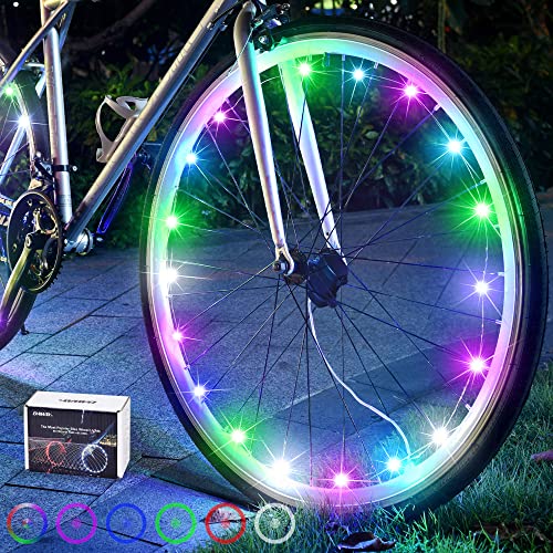 DAWAY A01 LED Bike Wheel Light (1 Tire, Colorful) - Bright Bicycle Spoke Lights, 2 Modes, Waterproof Safety Bike Tire Light for Kids & Adults, Fun Night Riding Accessory, Batteries Included