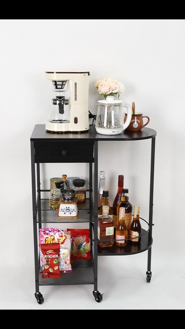 Porta Cialde Caffè Con Cassetto - Carrello Bar 4 Livelli Con Ruote Per Cucina E Ufficio - Foto 3