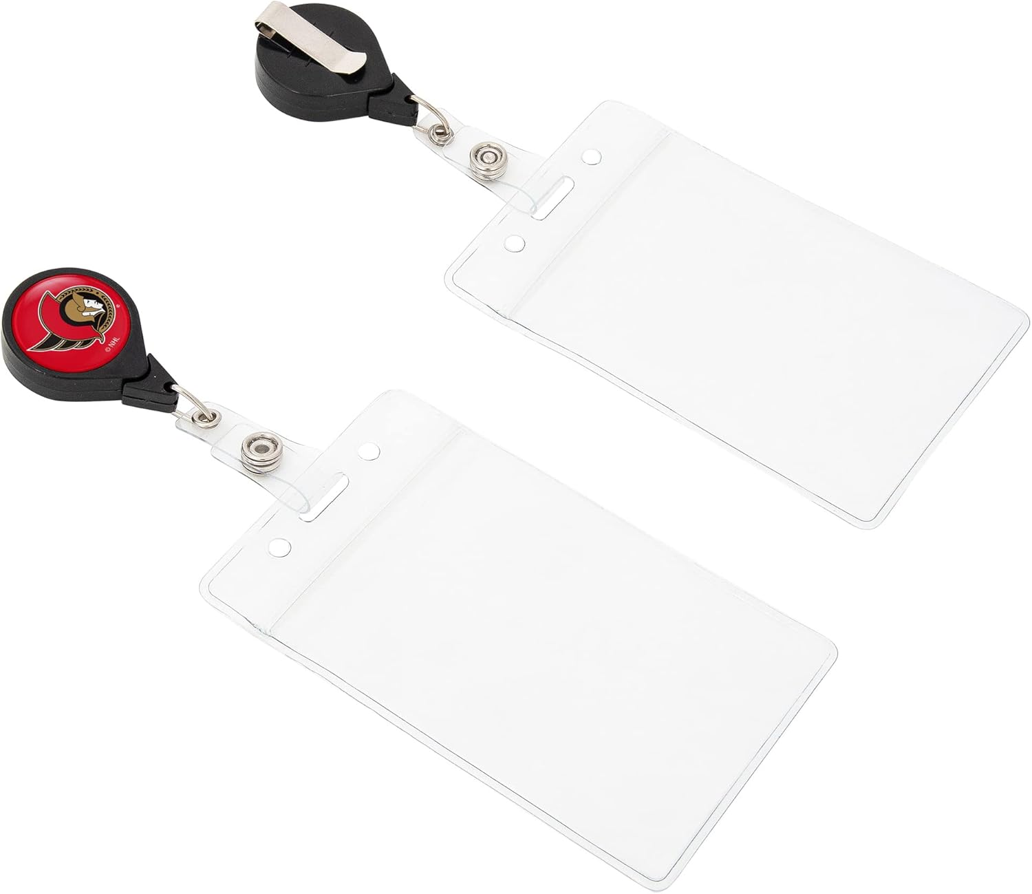 Desert Cactus Ottawa Senators Retractable Badge Holder NHL Team ID Reel with Ticket Clip for Lanyard, Work, School & Office Access (Badge Reel with Pouch)