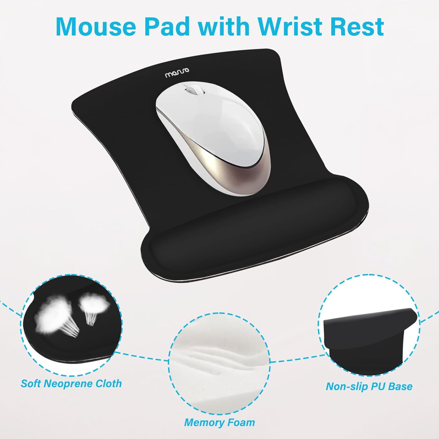 MOSISO Compatible with MacBook Air 15 inch Case 2023 2024 M3 A3114 M2 A2941, Gaming Mouse Pad&Keyboard&Mouse Wrist Rest&Coaster&Carrying Bag&Keyboard Cover&Webcam Cover&Screen Protector, Black