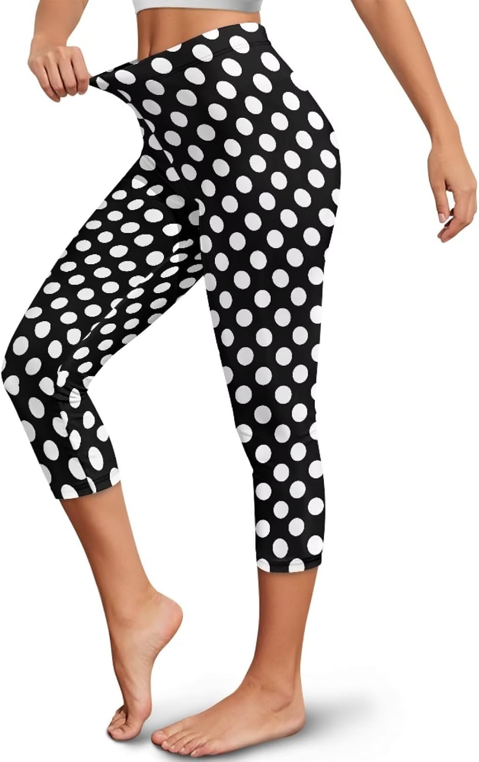 PinUp Angel Women Cute High Waist Yoga Pants Casual Comfortable Tummy Control Capri Leggings image 2