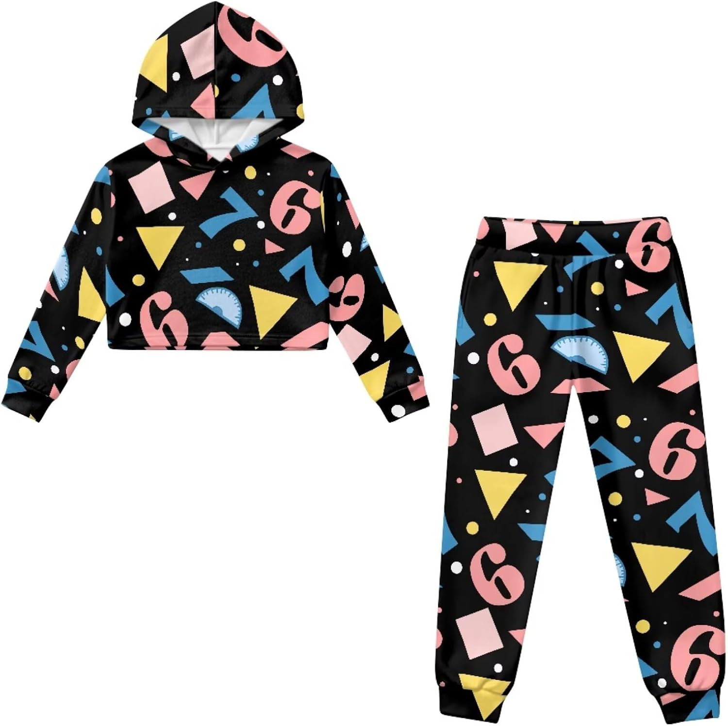 Coldinair 2 Pieces Sweatshirts Long Sleeve Crop Hoodies for Girls Fall Winter Outfit Crop Top Pullover Comfy Winter Clothes