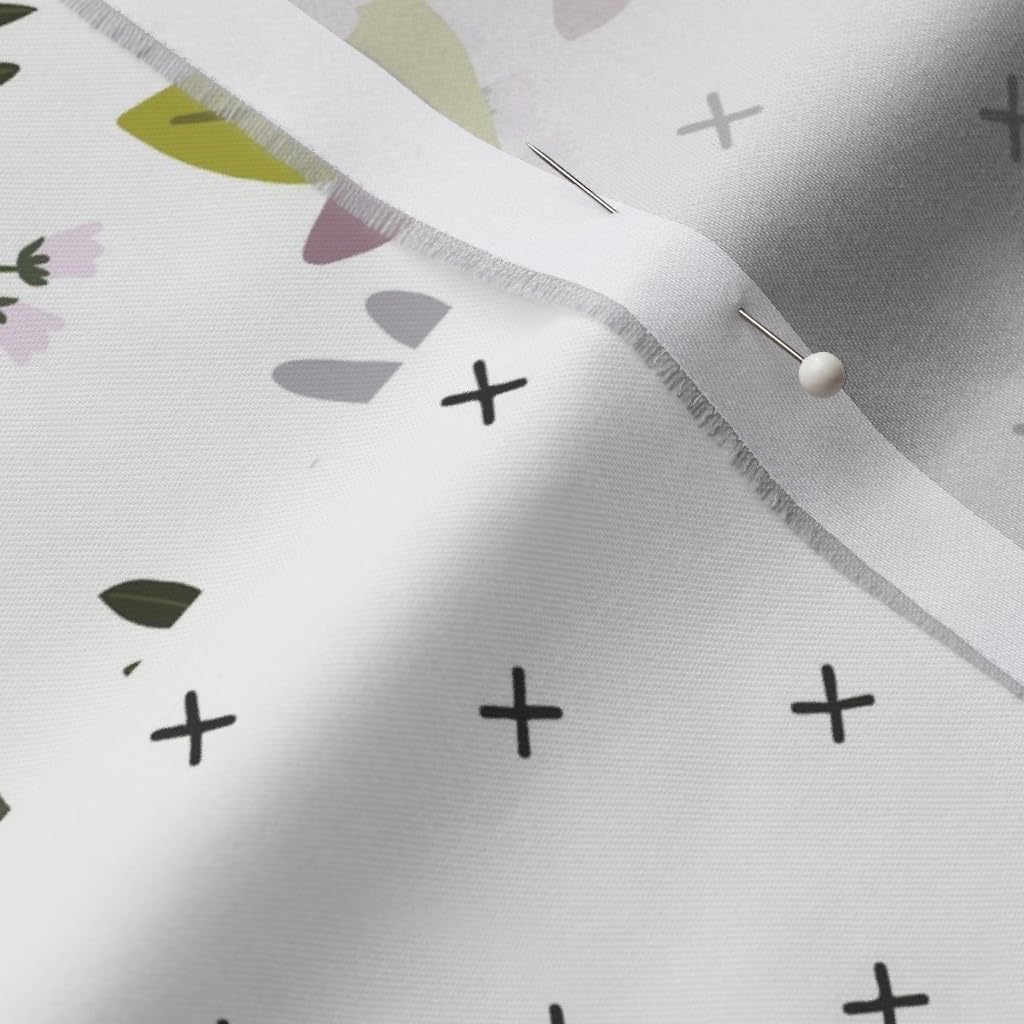 Spoonflower Fabric - Lavender Floral Purple Green White Quilt Topper Wholecloth Cheater Printed on Organic Cotton Sateen Fabric by The Yard - Sewing Quilting Apparel Home Decor