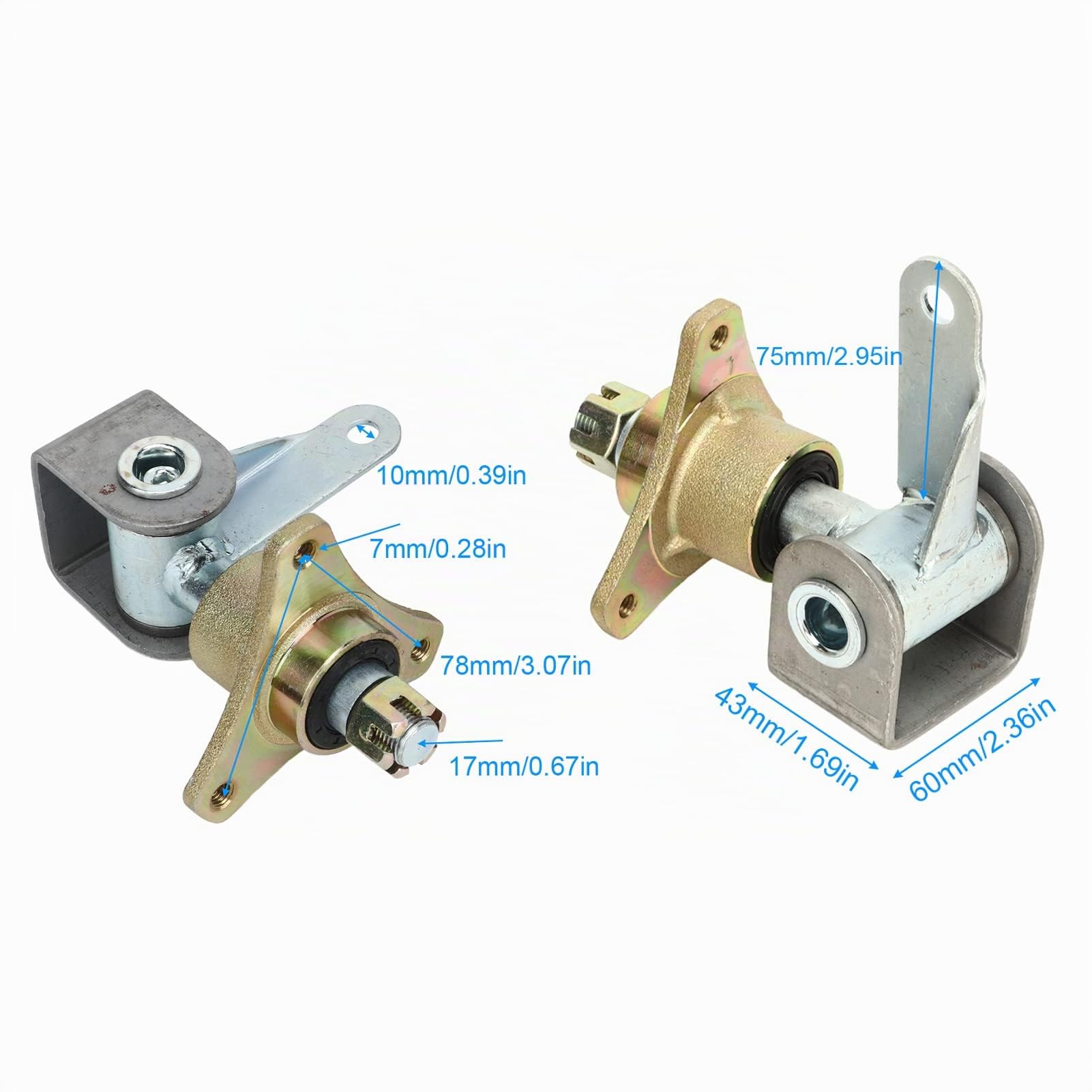 17mm 3 Bolzen Radnabenlagerflansch Radnaben-Lenkspindel Vorderradnaben-Lenkspindel Stahllegierung Achsschenkelspindel für 6-Zoll-Reifen, Quad, ATV, Gokart