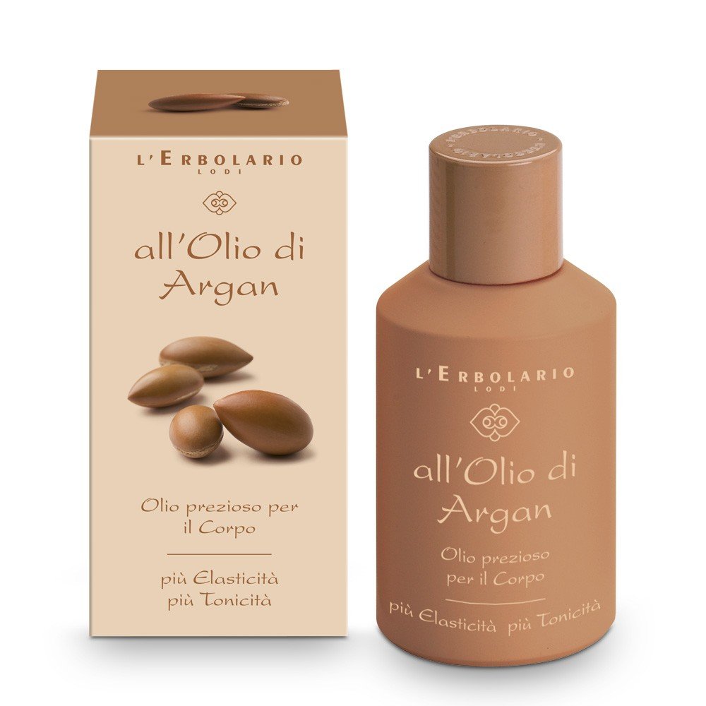 L'ErbolarioArgan Oil - Precious Body Oil - Amber, Creamy Scent - Tones & Improves Skins Elasticity - Made with Extract Of Argan Leaves - Cruelty Free, No Silicones or Parabens, 4.2 oz