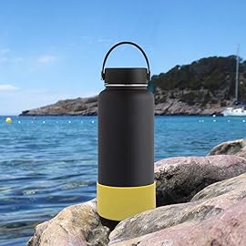 Flaskars Protective Silicone Boot for 12oz - 40 oz Hydroflask Water Bottles Anti-Slip Bottom Stanley Sleeve Cover Bumper (Yellow, Fits Hydroflask 32 and 40 OZ)