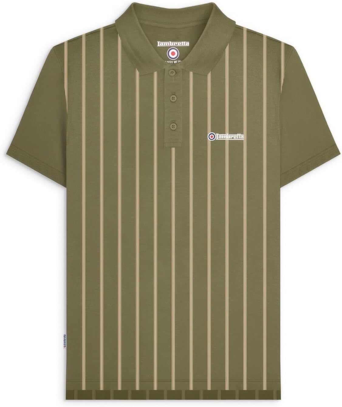 Lambretta Mens Pinstripe Short Sleeve Contrast Collar Polo Shirt - Navy/White