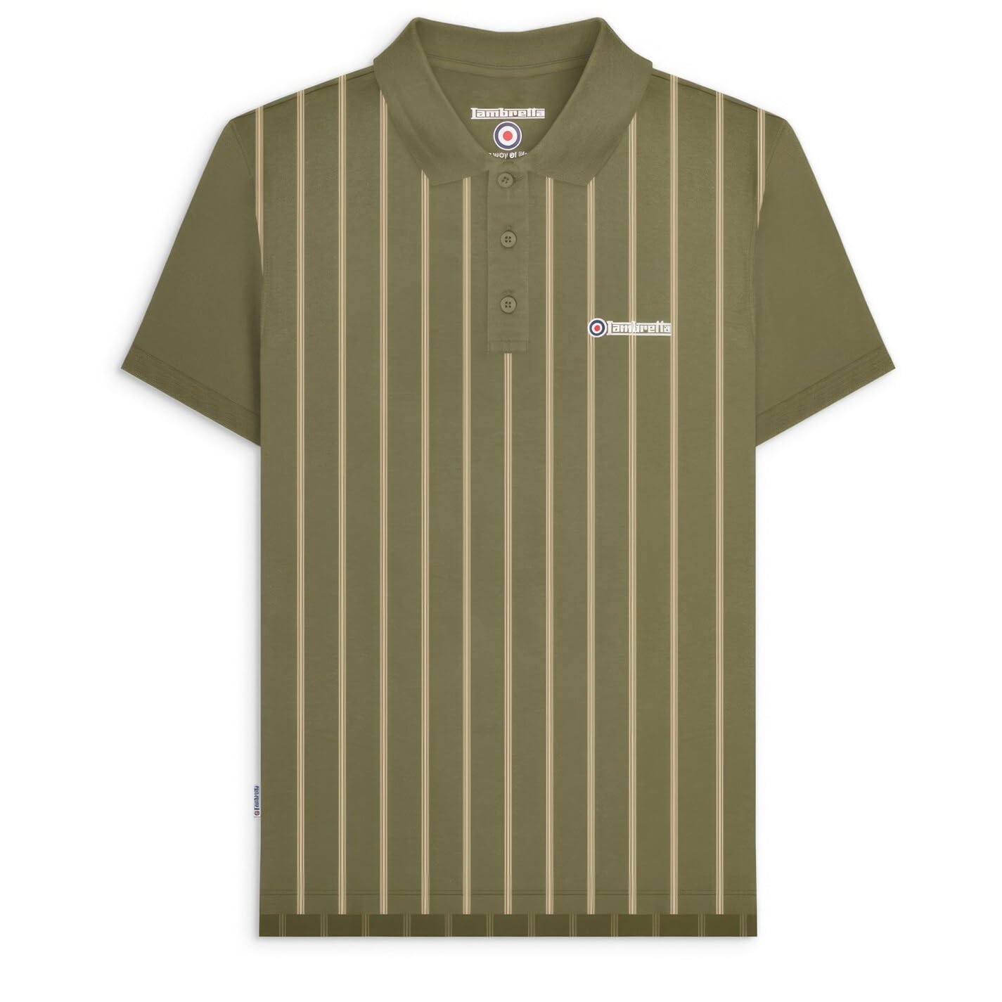 Lambretta Men's Khaki/Cream Pins Polo S