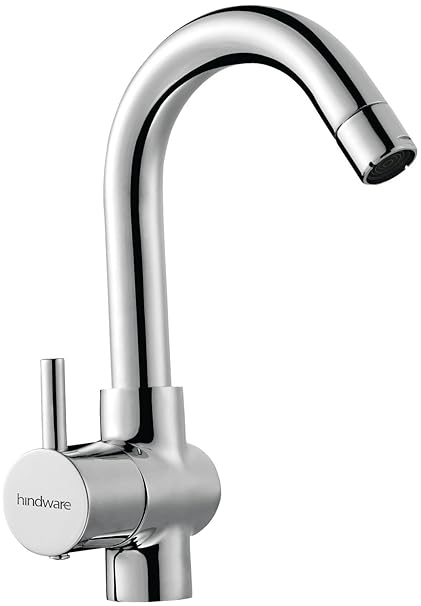 Hindware F280012CP Swan Neck Tap with Left Hand Operating Knob (Flora) with Chrome Finish