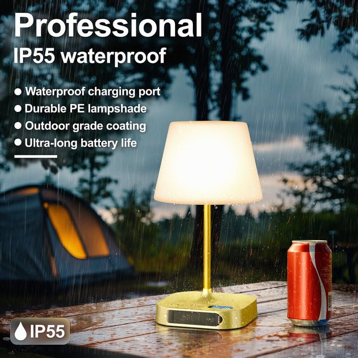 Lampe De Table Rechargeable étanche IP55 - 8000mAh, 3 Couleurs, Gradation Tactile, Port USB, Pour Intérieur/extérieur