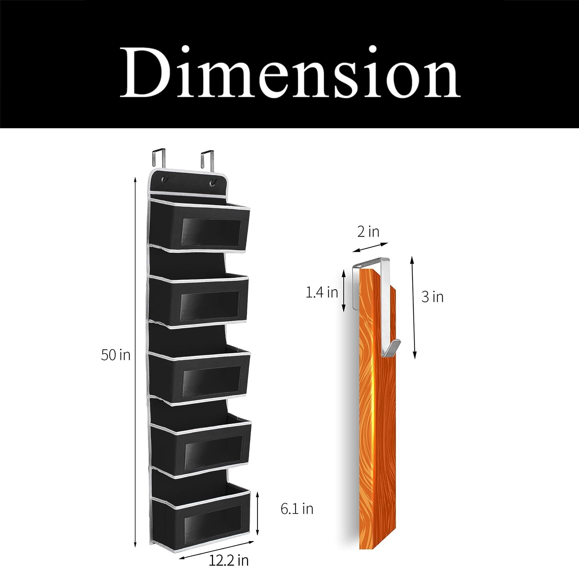 plastific 5 Tier Hanging Wardrobe Storage Shelf Organiser Breathable Closet Pockets Unit Cupboards Shelves Foldable for Clothes Sweaters Shoes Accessories (5 Tier Hanging Storage - Image 2
