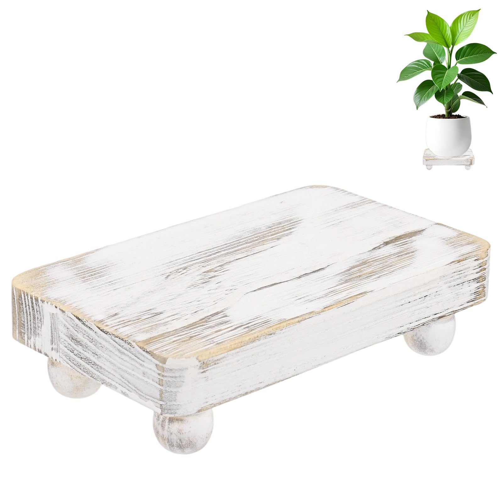 Support pour pots blanc en bois : plateau de décoration pour salle de bain
