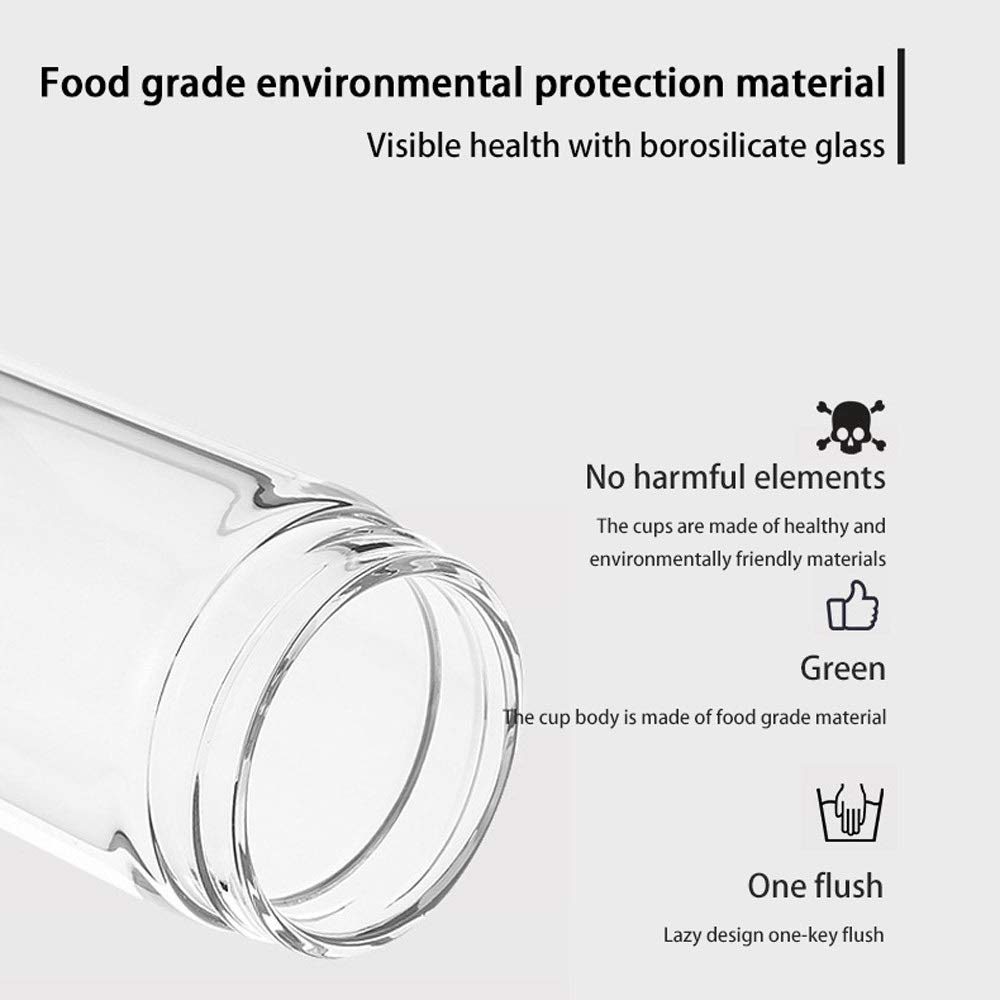Exprimidor portátil Vaso de Jugo de Vidrio de borosilicato Alto Carga USB Mini exprimidor eléctrico Vaso Mezclador de Batidos de Frutas pequeñas Acero Inoxidable 304 Adecuado para el hogar O