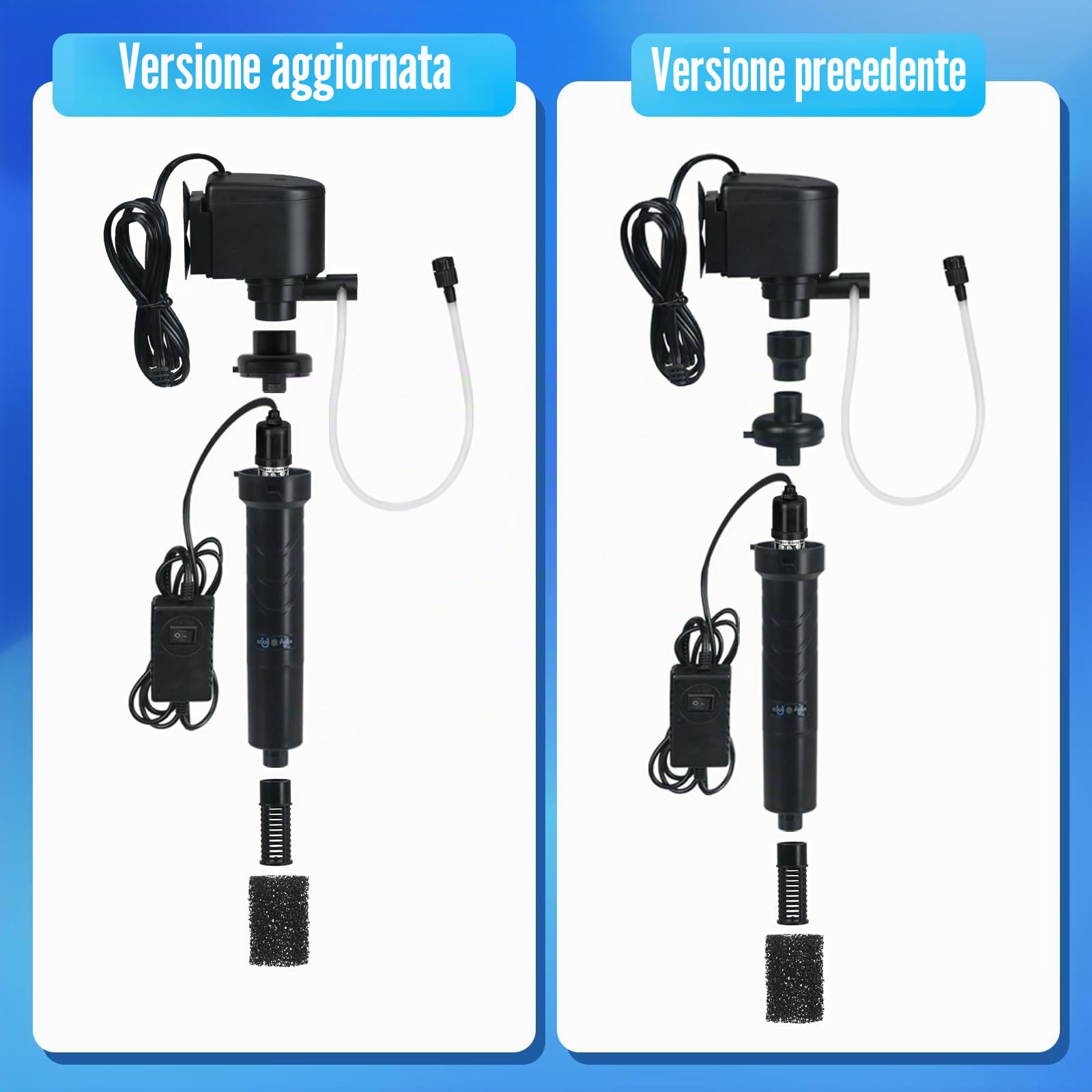 Pompa filtro U-V per acquario da 150 – 380 L, 5 W, antialghe, chiarificatore U-V, 1200 l/h, cristallina, acqua fredda, pesci tropicali