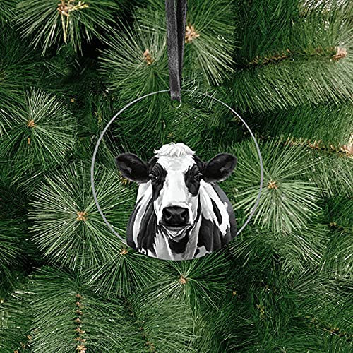 Wirester Hanging Ornaments For Christmas Tree Holidays, Party, Car, Home, Office Decoration, Large 3 Inch Acrylic Ready To Hang Ornament - Cute Black Spot Cow #TOP5