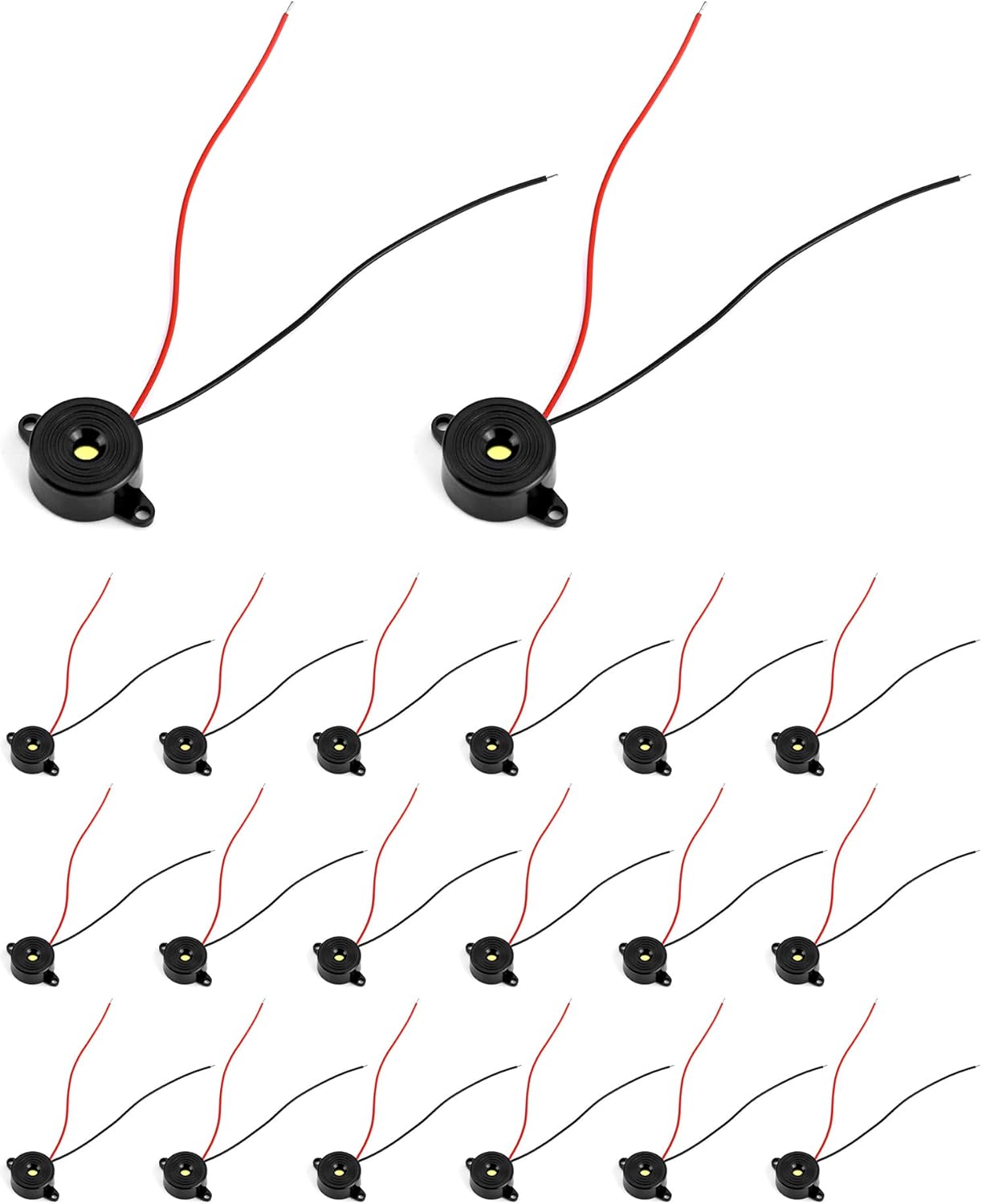 QWORK Electronic Buzzer, 20 Pcs 3-12V piezoelectric Buzzer 85dB, for Physical Circuits Continuous Sound Electronic Buzzer Alarm, Cable Length 50mm