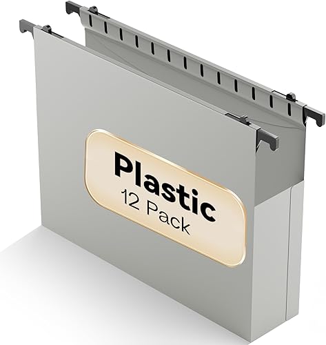 Vista 13 de Carpeta colgante de plástico tamaño carta, paquete de 12 carpetas colgantes reforzadas y resistentes, carpetas de archivador resistentes, carpetas