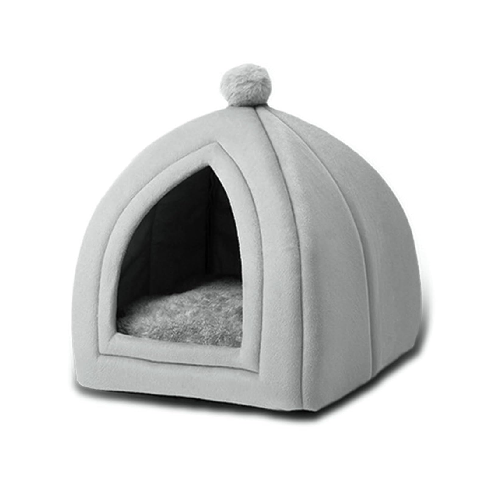 Tente auto-chauffante pour chiens et chats vert et gris en taille L avec coussin amovible