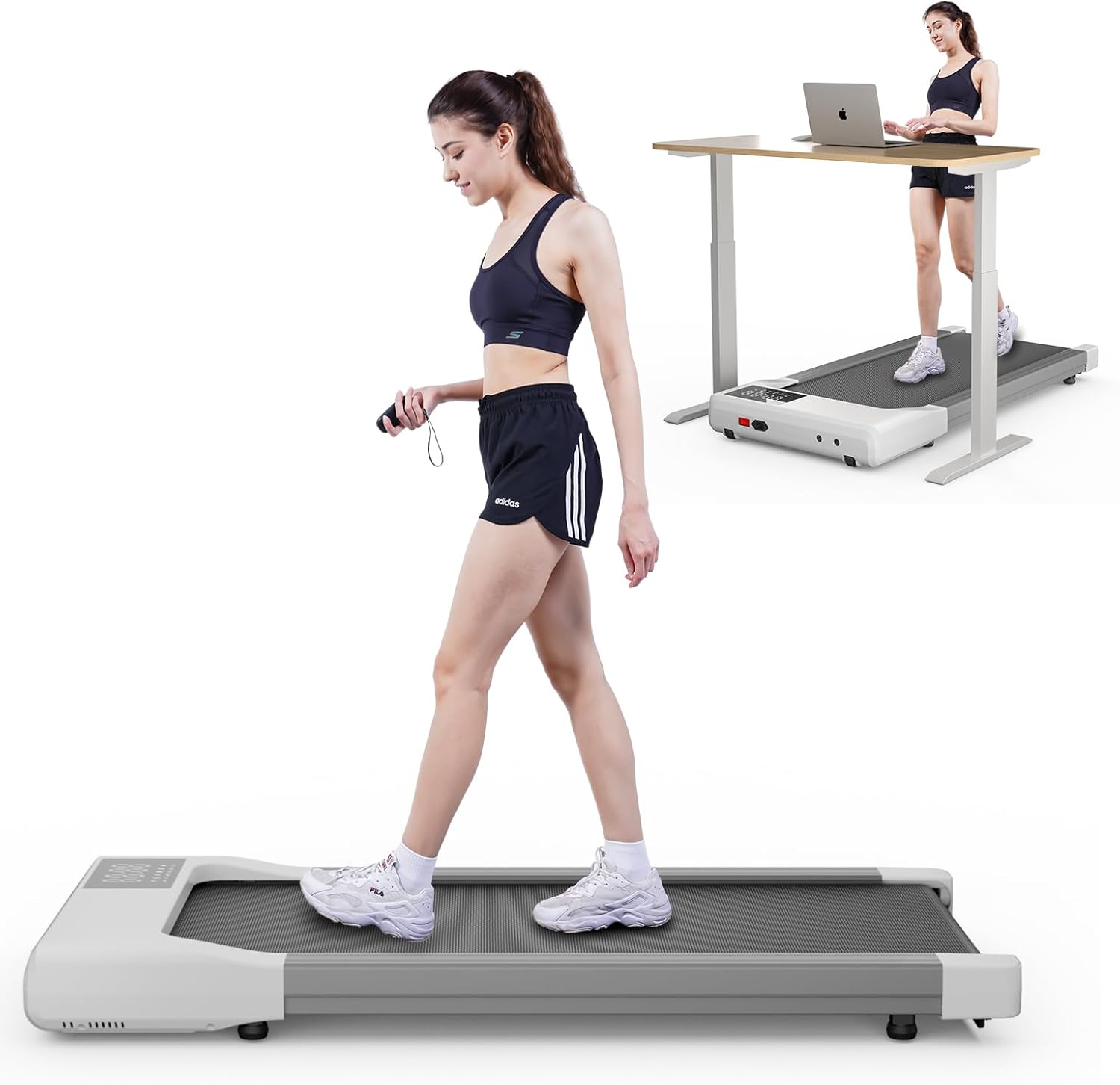 Coixinet per caminar DeerRun Raceable en ús i guardat sota un escriptori