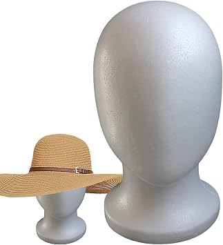 Wig Head - Foam Model Head, Faceless Stand | Cosmetic Display Holder, Mannequin Hairpiece Mount for Styling Practice, Wig, Hat, Beauty Salon, Shop, Photography