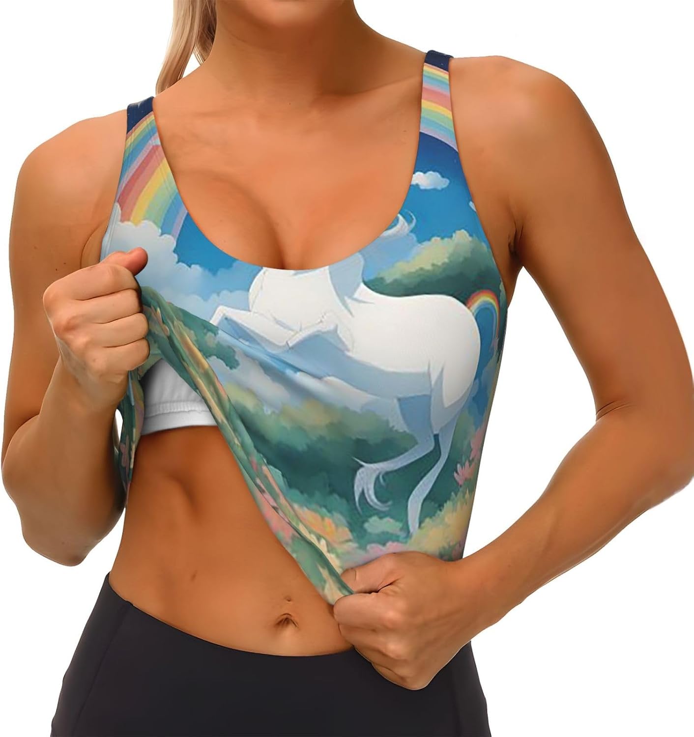 Fantasy Unicorn Leap Women's Sports Bras - High Support Workout Tops for Women