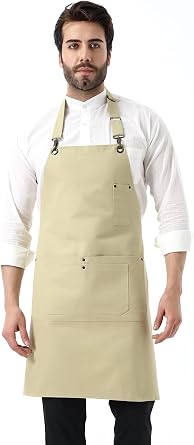 Barista Boyundan Askılı Önlük Çift Cepli - Bej