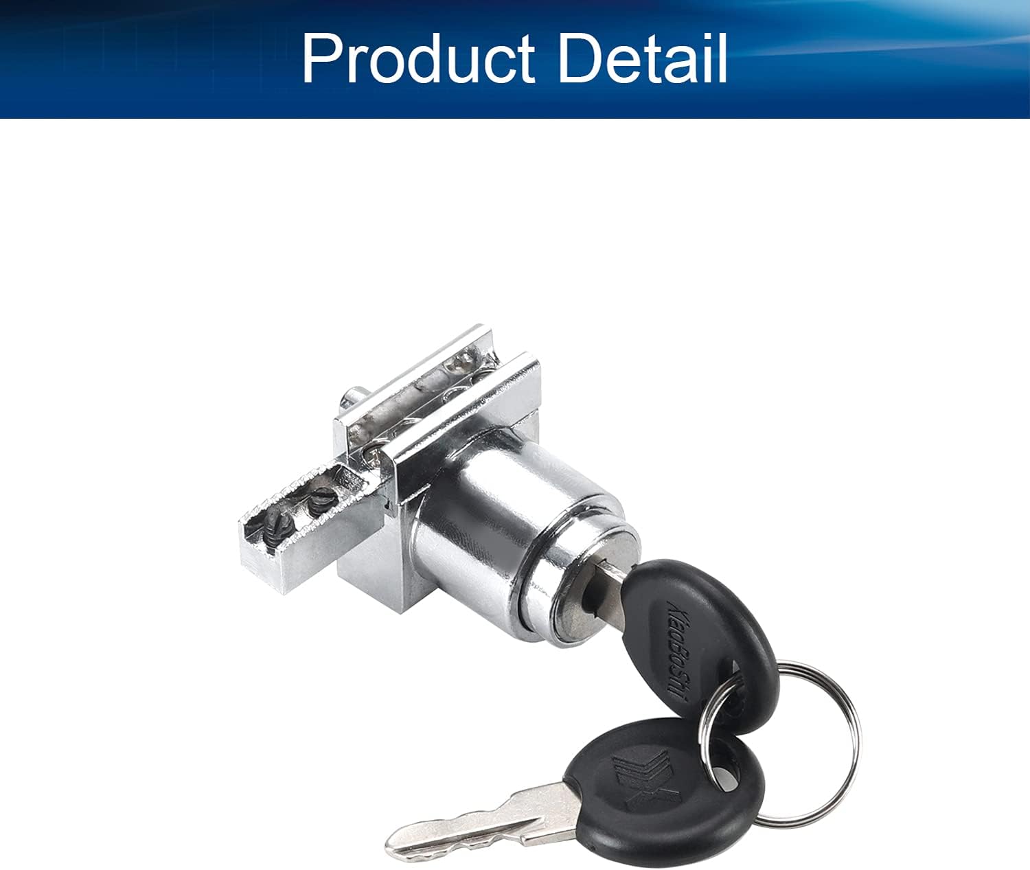 1pcs Keyed Alike Metal Sliding Glass Cabinet Lock for Glass Door Showcase Window, Zinc Alloy 1.73 inch Length Silver Tone