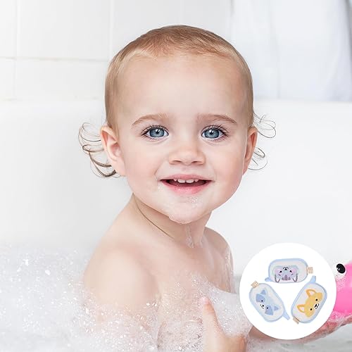 Miniatura 5 de Esponja de baño para bebé, 3 piezas, esponja suave para niños, exfoliante de malla suave y agradable a la piel, bonito diseño de dibujos animados