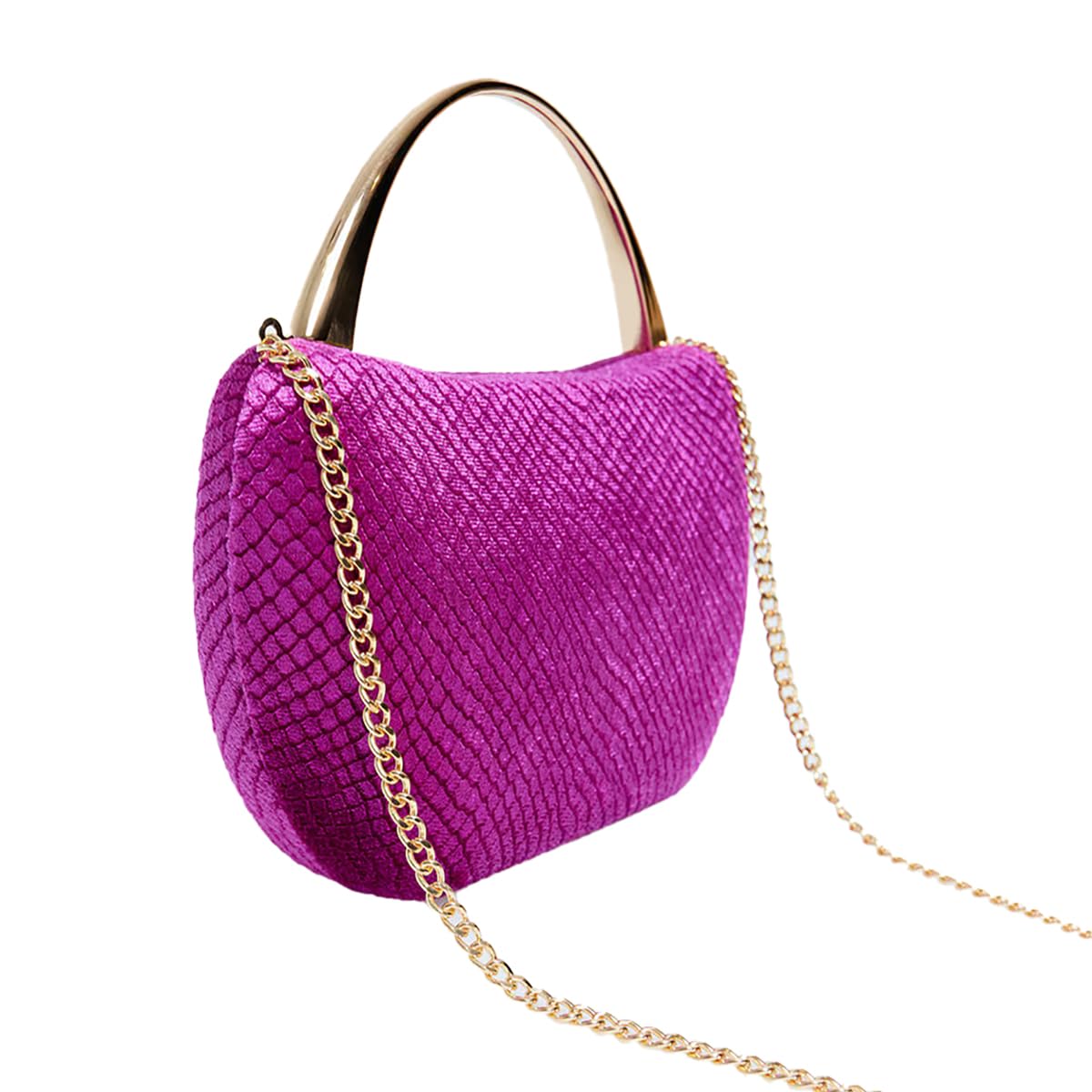 Borsa da sera in velluto da donna, piccola, piatta, a cestino, tinta unita, per feste, matrimoni, balli studenteschi, borsa a tracolla