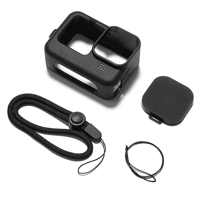 BKN Silicon Protective Housing Case For Gopro Hero 10 Hero 9 Black Sleeve Housing Frame With Lens Cover Accessories (Matt Black)Cameras