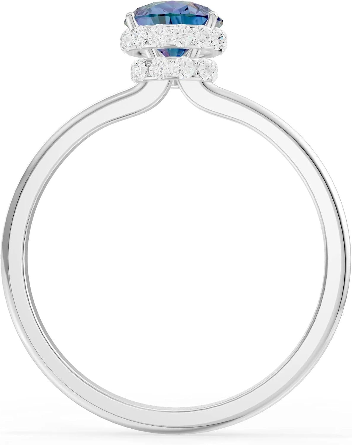 PEORA Pear Shape Cut Alexandrite Halo Band Available in Solid 10K, 14K or 18K Ring – White, Yellow or Rose Gold