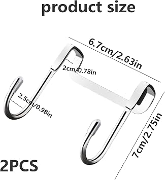 Over Door Hooks 2PCS Stainless Steel Kitchen Hook | Multipurpose Cupboard Hooks for Hanging | Tea Towel Holders & Shower Hook | Heavy Duty for Bathrooms Kitchen Cabinet Wardrobe